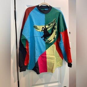 Spirit Jersey Colorful Graphic Sweatshirt with Monkey and Bananas S